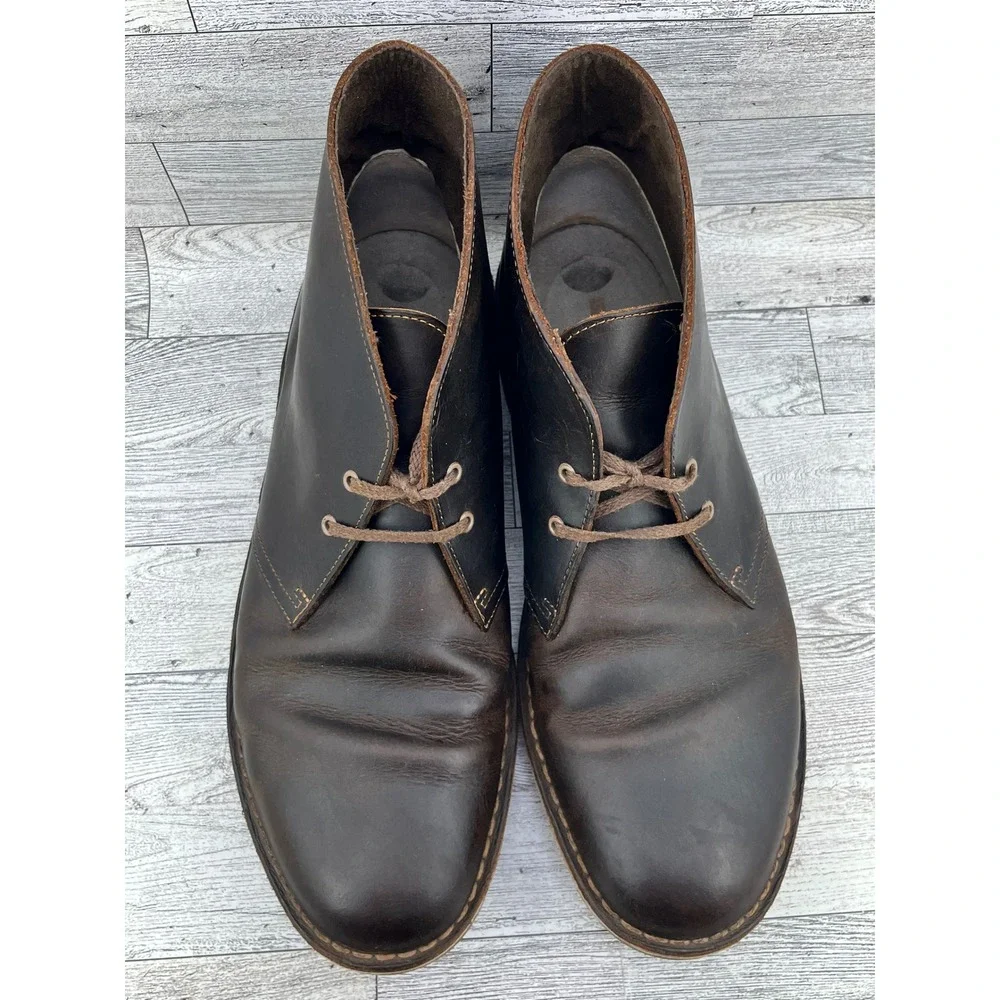 Clarks Bushacre 2 Men Size 11.5 M Dark Brown Beeswax‎ Leather Chukka Boots
